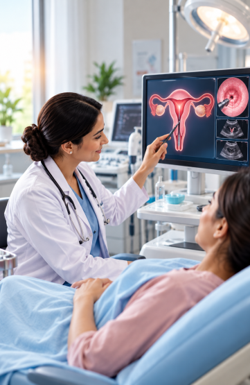 Doctor Explaining Hysteroscopy Scan